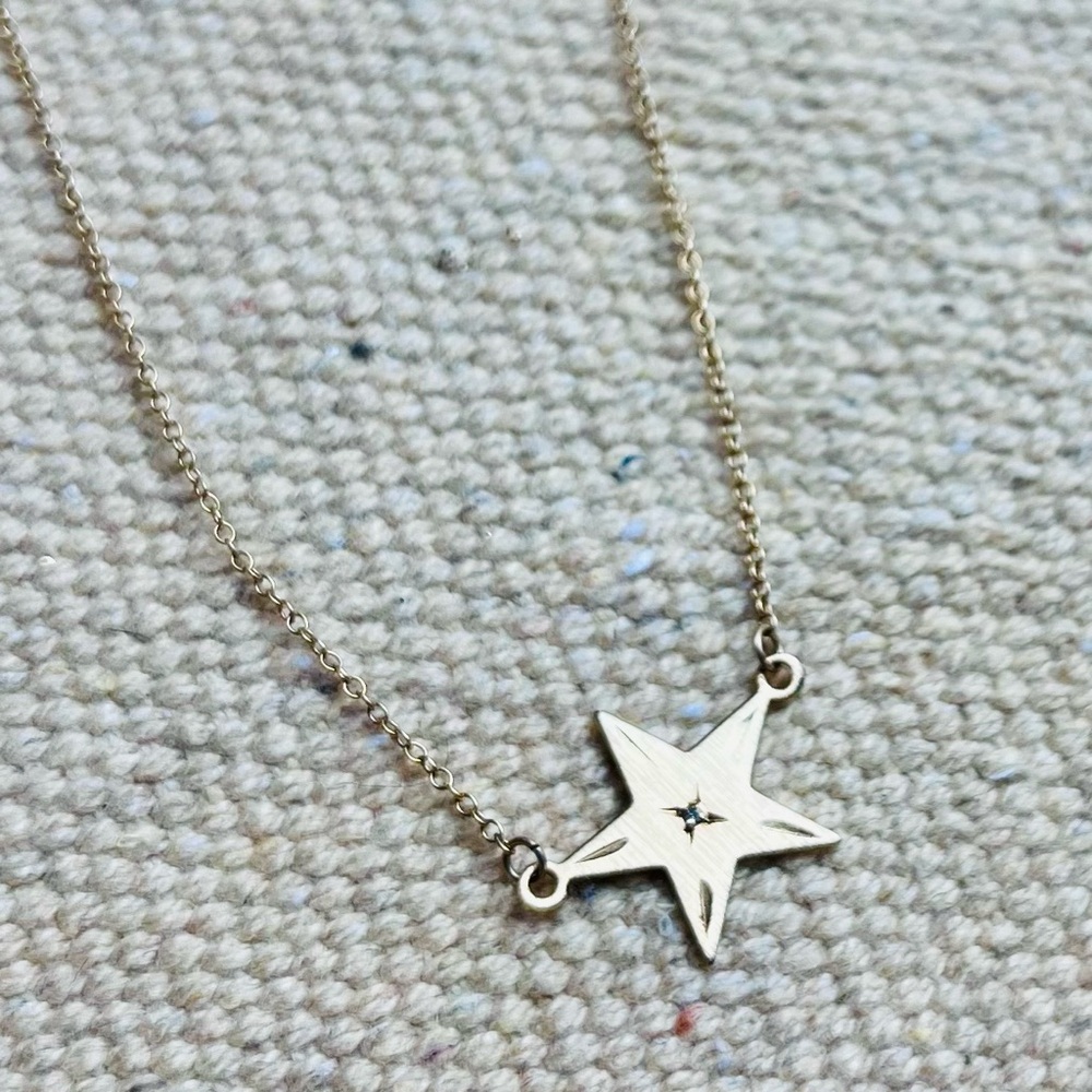 VTG 1976 12K Gold Star Initial Pendant Necklace